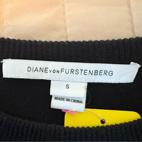 Diane Von Furstenberg Black Sweater with Pink Floral Design - Picture 8 of 8